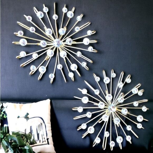 Starburst Wall Art Set l 2 10” Round l Gold Metal l Wall hanging l Home Decor - Picture 8 of 8